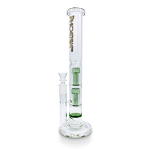 14" clear glass straight bong in green