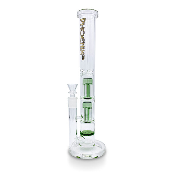 14" clear glass straight bong in green